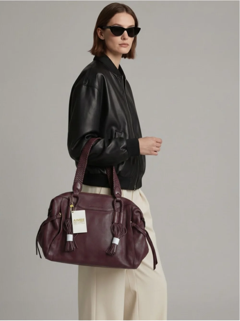 Aimee Kestenberg Genuine Leather Satchel - Cori Mahogany